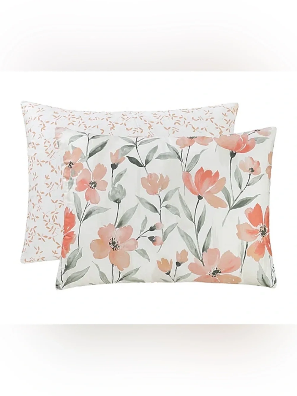 Denise King Floral 3 Piece Comforter Set Coral Peach Green New